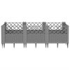 vidaXL Garden Planter with Pegs Light Grey 123.5x43.5x43.5 cm PP