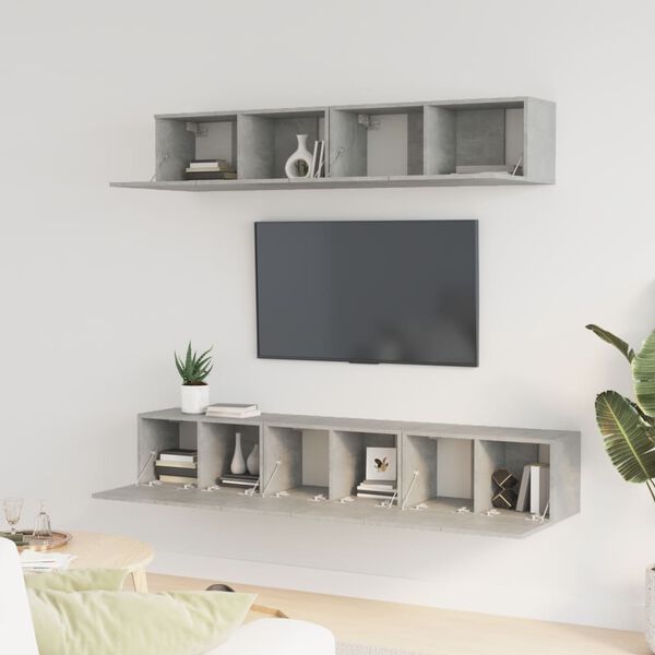 vidaXL 5 Piece TV Cabinet Set Concrete Grey Engineered Wood