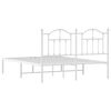 vidaXL Metal Bed Frame without Mattress with Headboard White 140x200cm