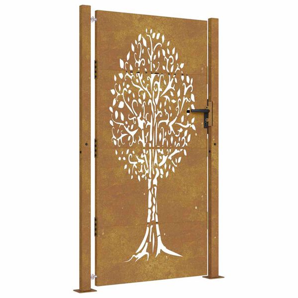 vidaXL Garden Gate 100x175 cm Corten Steel Tree Design