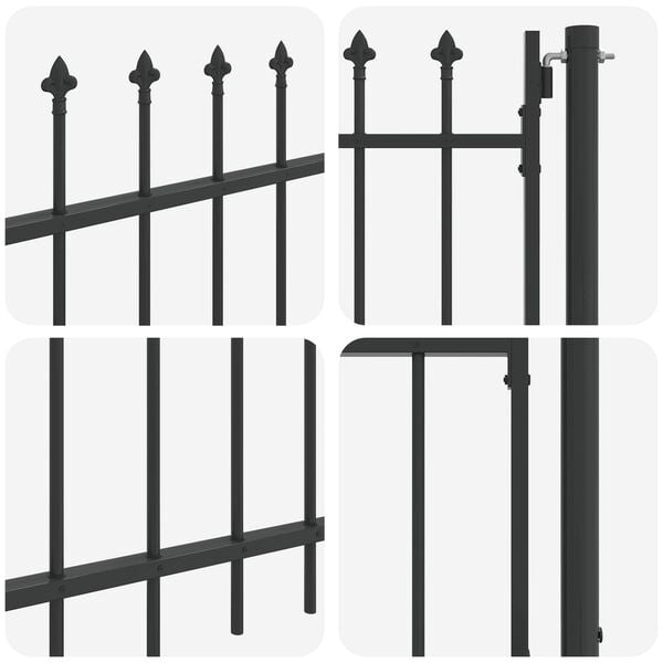 vidaXL Fence Gate with Lock Grey 103 x 124.5 cm Powder-Coated Steel