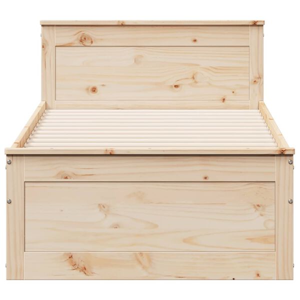 vidaXL Bed Frame without Mattress with Headboard 100x200 cm Solid Wood Pine