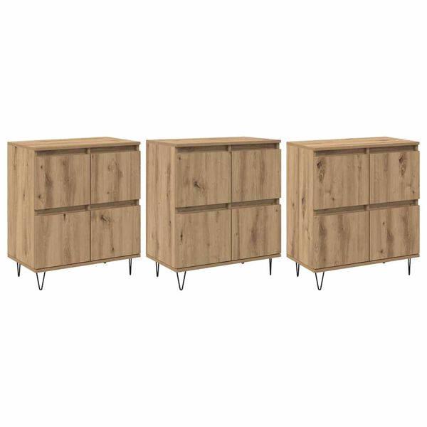 vidaXL Sideboards 3 pcs Artisan oak 180 x 35 x 70 cm Engineered wood