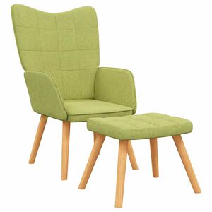 vidaXL Relaxing Chair with a Stool Green Fabric