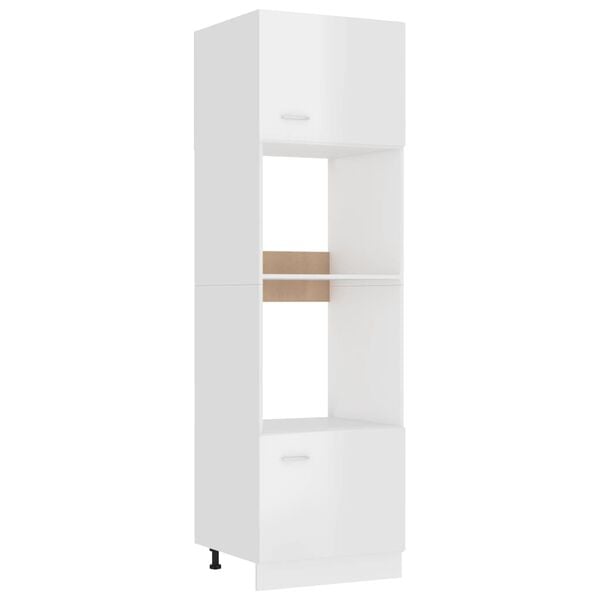 vidaXL Microwave Cabinet Lyon High Gloss White 60x57x207 cm Engineered Wood