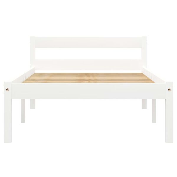 vidaXL Bed Frame without Mattress White Solid Pine Wood 90x200 cm