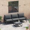 vidaXL Garden Sofa Set with Cushion 3 pcs Black Steel
