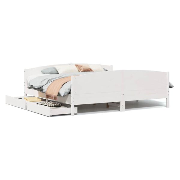 vidaXL Bed Frame without Mattress White 200x200 cm Solid Wood Pine