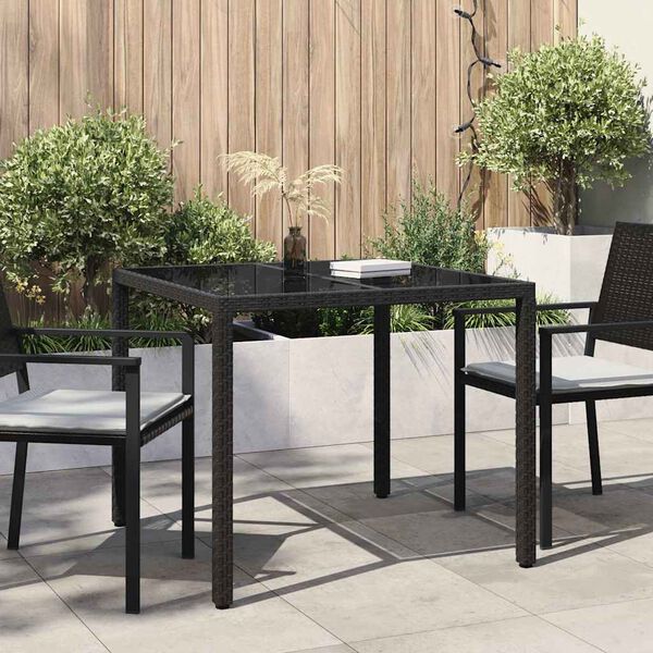 vidaXL Garden Dining Table Black 90 x 90 x 75 cm Poly rattan