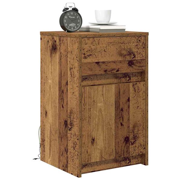 vidaXL LED Bedside Cabinet Old wood 38 x 34 x 61 cm Engineered wood