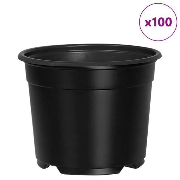vidaXL Flower Pot 100 pcs Black &Oslash; 10 x 8 cm Plastic