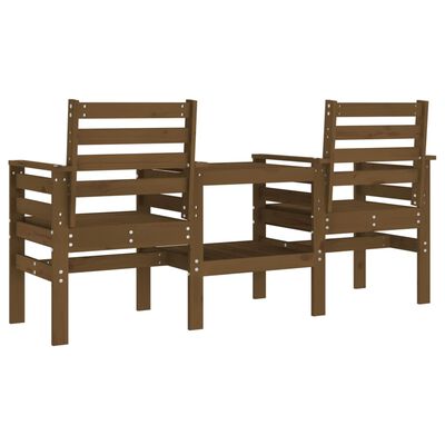 vidaXL Garden Bench with Table 2-Seater Honey Brown Solid Wood Pine