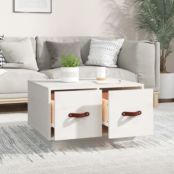 vidaXL Coffee Table White 60x53x35 cm Solid Wood Pine