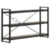 vidaXL 3-Tier Bookcase Black 140x30x80 cm Solid Mango Wood