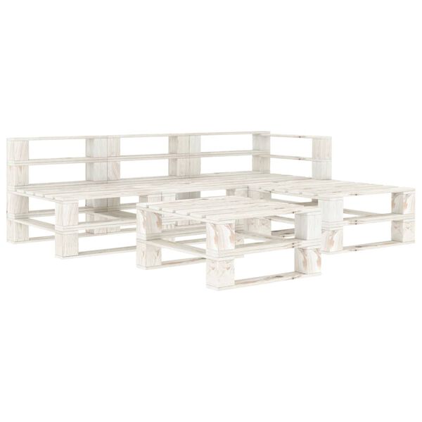 vidaXL 5 Piece Garden Pallets Lounge Set Wood White