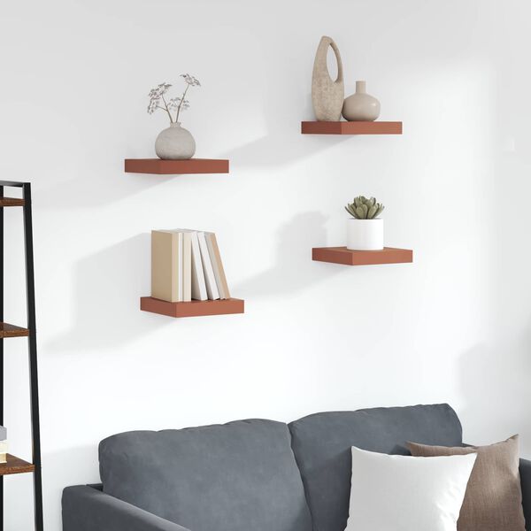 vidaXL Wall Shelf 4 pcs Red 23 x 23.5 x 4 cm Engineered Wood