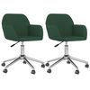 vidaXL Swivel Dining Chairs 2 pcs Dark Green Fabric