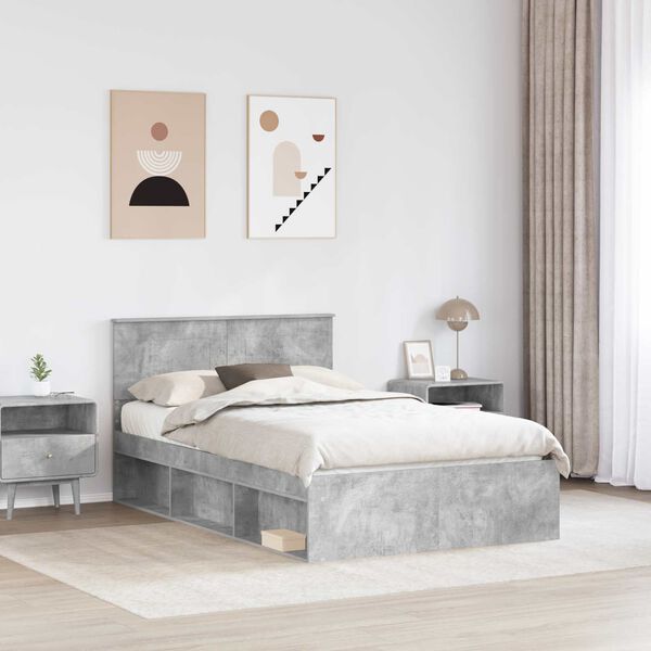 vidaXL Bed Frame Concerte Grey 135 x 190 cm Engineered wood