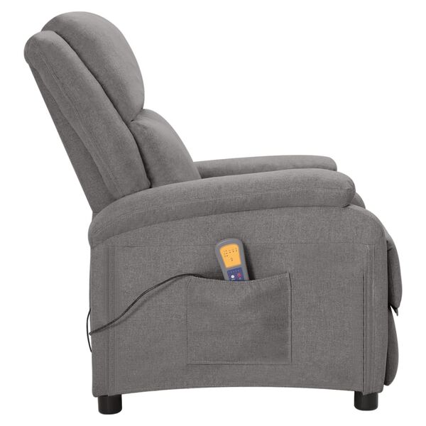 vidaXL Wing Back Massage Chair Light Grey Fabric