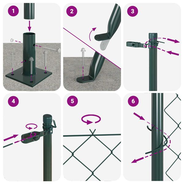 vidaXL Fence Post Green 10 x 1.2 m (40 x 40 mm mesh) Steel and PVC
