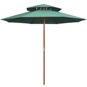 vidaXL Double Decker Garden Parasol 270x270 cm Wooden Pole Green