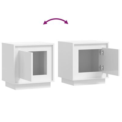 vidaXL Bedside Cabinet High Gloss White 44x35x45 cm Engineered Wood