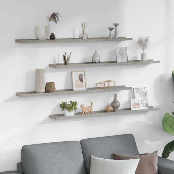 vidaXL Wall Shelves 4 pcs Concrete Grey 100x9x3 cm