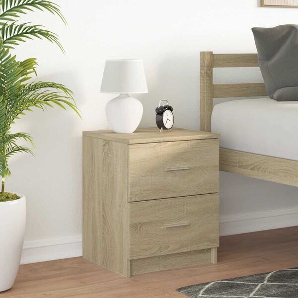 vidaXL Bedside Cabinet with 2 Drawers Sonoma Oak 40x36x50 cm