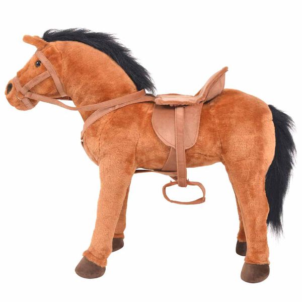 vidaXL Standing Toy Horse Plush Brown
