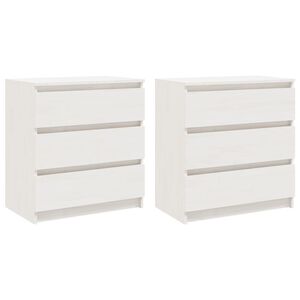 vidaXL Bedside Cabinets 2 pcs White 60x36x64 cm Solid Pinewood