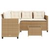 vidaXL Garden Sofa with Table and Cushions L-Shaped Beige Poly Rattan