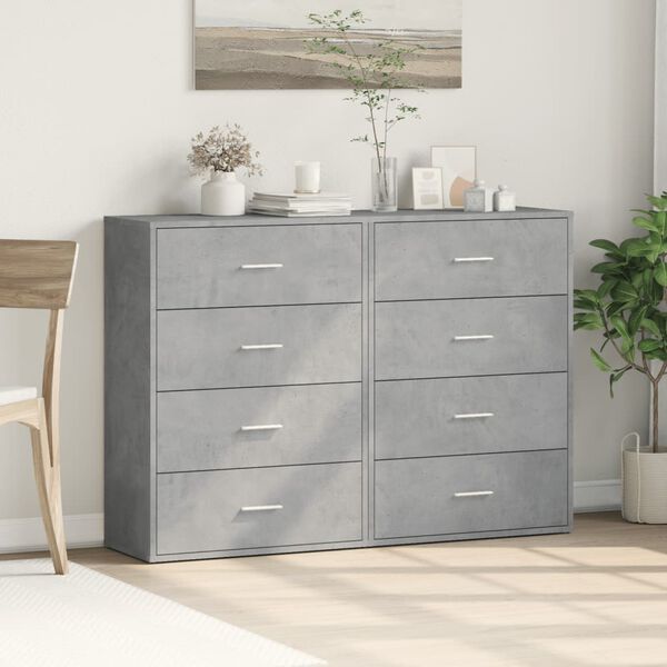 vidaXL Sideboards 2 pcs Concrete Grey 60x31x84 cm Engineered Wood