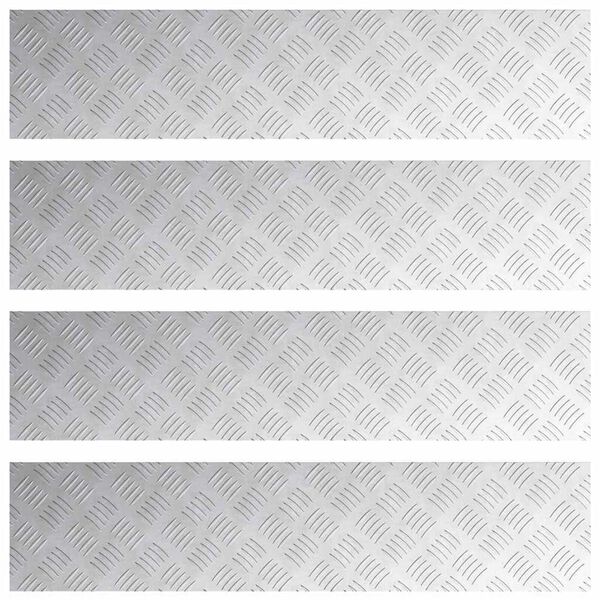 vidaXL Stair Tread Rectangular 4 pcs Silver 90 x 20 cm Aluminium