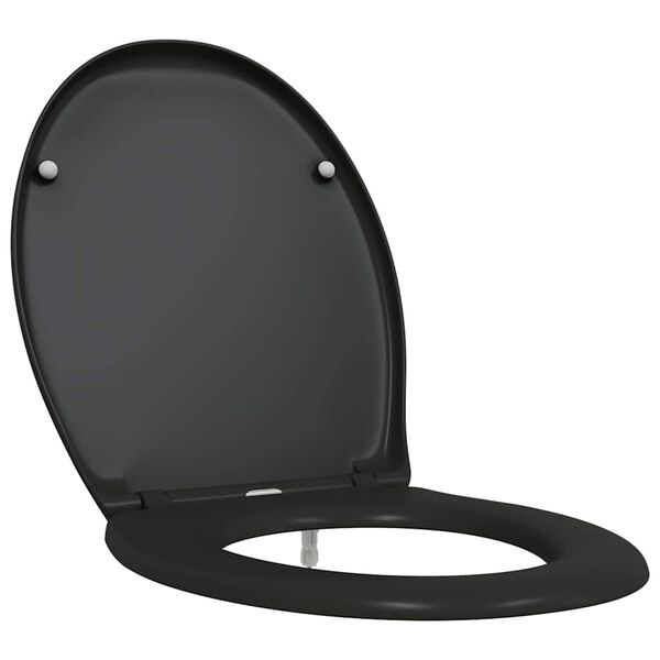 vidaXL Toilet Seat Black 47 x 37 x 4 cm Duroplast