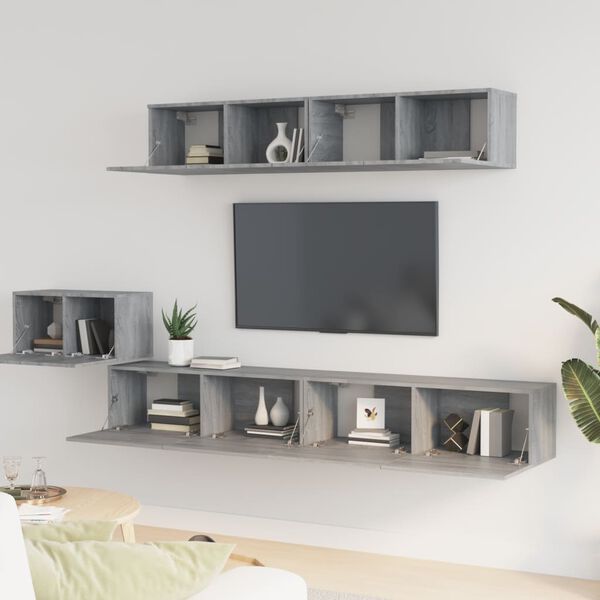 vidaXL 5 Piece TV Cabinet Set Grey Sonoma Engineered Wood