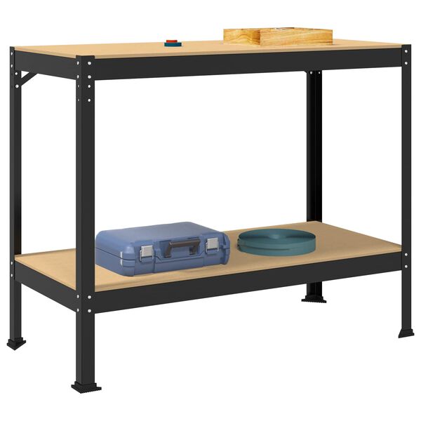 vidaXL Work Benches with Shelf Black 114 x 54 x 91 cm Engineered Wood