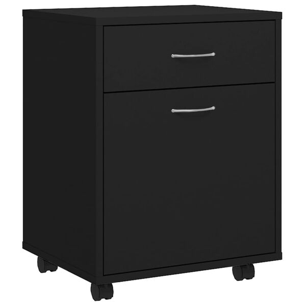 vidaXL Rolling Cabinet Black 45x38x54 cm Engineered Wood