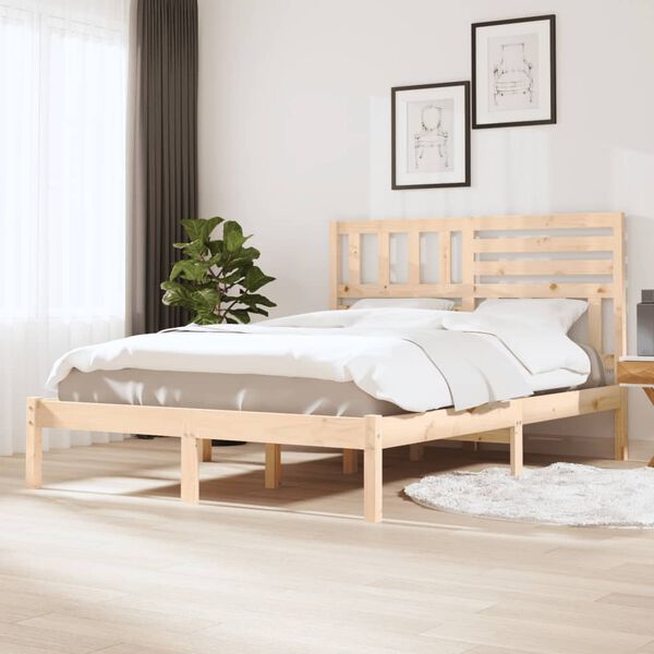 vidaXL Bed Frame without Mattress 150x200 cm King Size King Size Solid Wood Pine