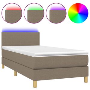 vidaXL Box Spring Bed with Mattress&LED Taupe 80x200cm Fabric