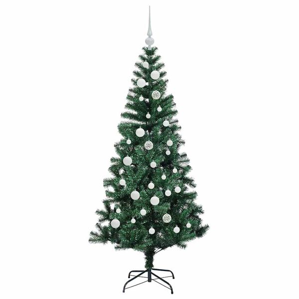 vidaXL Artificial Pre-lit Christmas Tree Green 150 cm PVC and Metal