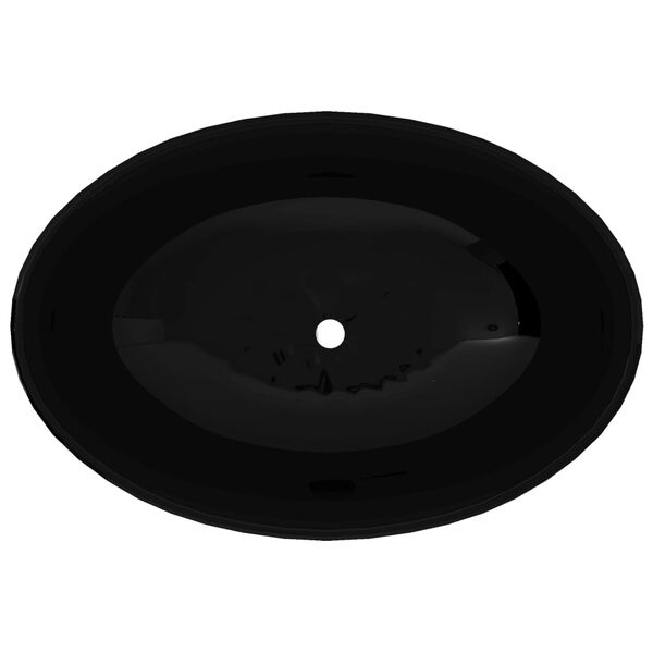 vidaXL Luxury Ceramic Basin Oval-shaped Sink Black 40 x 33 cm