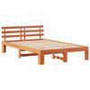 vidaXL Bed Frame with Headboard Wax Brown 135 x 190 cm Solid Pine Wood