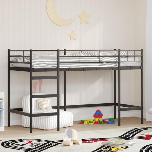 vidaXL Kids'Loft Bed Frame Black 90 x 190 cm Steel
