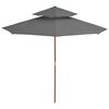 vidaXL Double Decker Garden Parasol with Wooden Pole 270 cm Anthracite