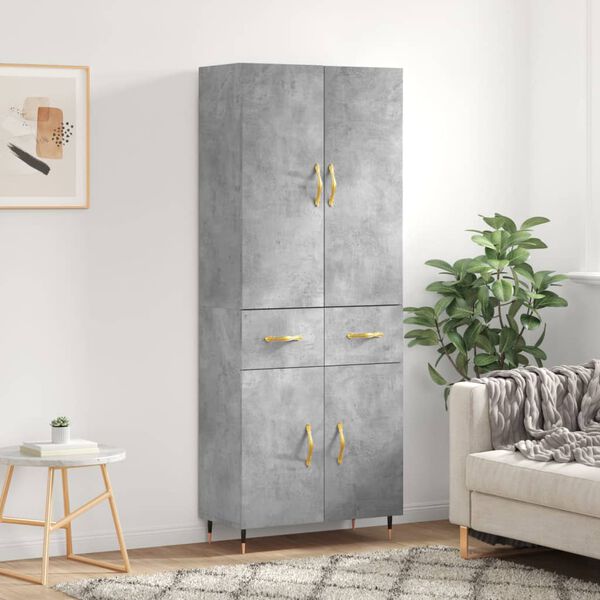 vidaXL Highboard Concrete Grey 69.5x34x180 cm Engineered Wood