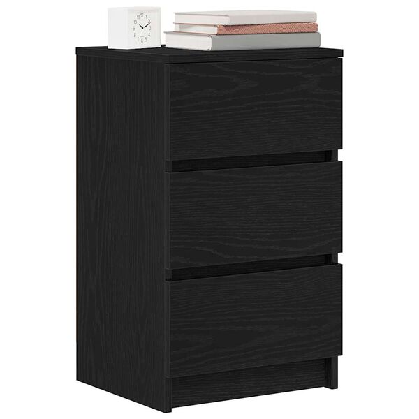 vidaXL Bedside Cabinet with 3 Drawers Black 39x35x65 cm