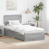 vidaXL Bed Frame with Drawer Grey Sonoma 75 x 190 cm Engineered Wood