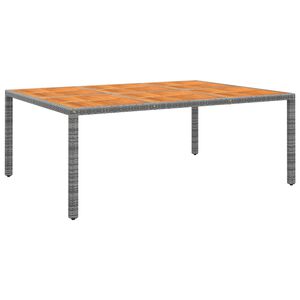 vidaXL Garden Table 200x150x75 cm Acacia Wood and Poly Rattan Grey