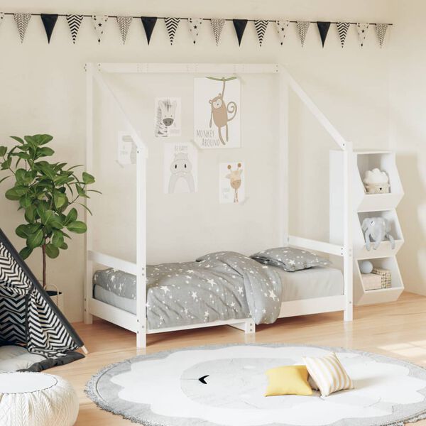 vidaXL Kids Bed Frame White 70x140 cm Solid Wood Pine