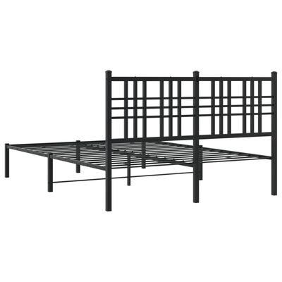 vidaXL Metal Bed Frame with Headboard Black 140x190 cm
